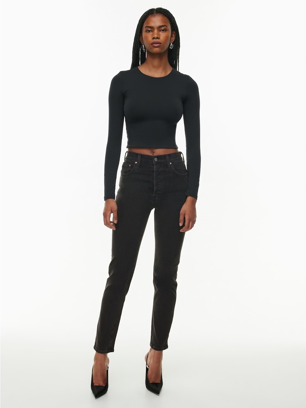 Denim Forum Yoko High Rise Slim Jean in Black - Size 26” Waist, 30L